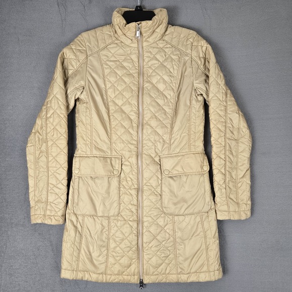 The North Face Jacket Womens XS Beige Ruka Parka Quilted Puffer Full Zip Pockets - Picture 1 of 11